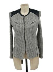 IRO Ceylona Blazer Jacket Leather Trimmed Gray Size 38 US 6