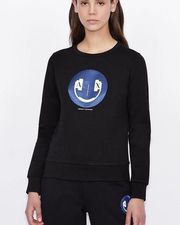 Armani Exchange Black Smile Face Sweatshirt Pullover