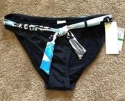 NEW NWT JAG JEANS Solid Black Blue White Belted Stripe Y2K Bikini BOTTOM Large