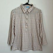 J. McLaughlin Houndstooth 1/2 Button Down Shirt