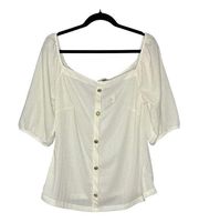 Love J Ivory Button Off The Shoulder Blouse Size 2X New with Tags