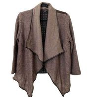 ALBERTO MAKALI Faux Leather Stitched Cardigan‎