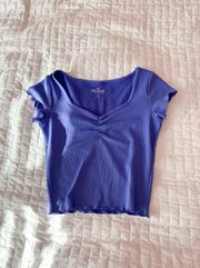 Purple Ribbed Cinch front Baby Tee Size XS