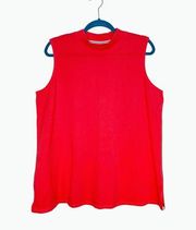 NWOT Woman Within Red Pink Mock Neck Sleeveless Jersey Knit Blouse