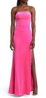 NEXT UP Body-Con Strapless Velvet Gown size 0 in Barbie pink NWT