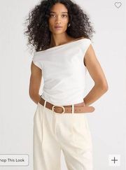 J. Crew Off the Shoulder Tank Top in Stretch Cotton Blend Ivory Medium BY375 New