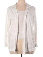 TAHARI Women's 3XL Open Front Cardigan Sweater 100% Linen Long Sleeve White NWT