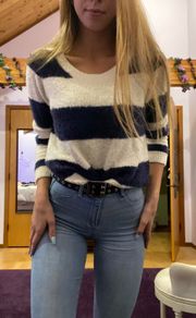 blue & white striped sweater