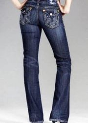 Mek Denim Oaxaca Boot Cut Distressed Blue Jeans (26/34)