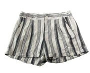 Torrid Womens Size 12 Cream and Black Striped Hi-Rise Linen Shorts Rolled Cuffs