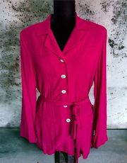 Carole Little Womens Jacket Sz 8 Petite 8P Hot Pink Crinkle Shoulder Pads NEW