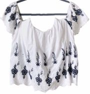 Boho Crochet Lace Sweetheart Embroidered Off Shoulder Romantic Flirty Flowy Top