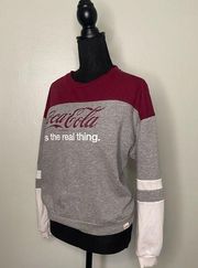 Coca-Cola Sweatshirt Large Burgundy & Grey