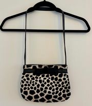 Giraffe print faux fur and leather shoulder bag