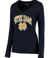 Champion NWT  Notre Dame  Women's Arch Logo Long Sleeve V-Neck