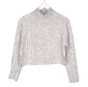 Topshop Wool Turtleneck Sweater XSMALL Grey cropped pullover Marled long sleeve