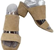 Vince Sandals 10M 40 Beige Suede Slip On 2.5" Heels