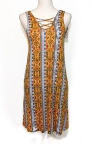 NWT Floral Vertical Geo Stripe Swing Loose Dress