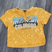 Colorado cropped graphic tee mountains travel destination yellow small