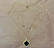 Kendra Scott Kacey Gold Long Pendant Necklace in Black Opaque