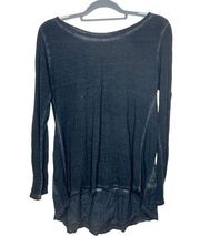 Soft Surroundings Grey Long Sleeve Back Lace Detail Tunic Top Size Small