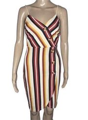 Love J striped sleeveless faux wrap dress