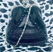 Small Black Beaded Evening Bag With Tags