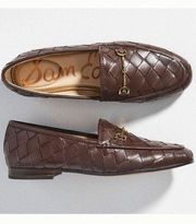 Anthropologie Sam Edelman Loraine Brown Leather Woven Flat Loafer Size 5