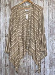 New Calvin Klein Open Drape Shawl Cardigan Sweater Beige Gold Metallic One Size