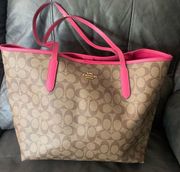 AUTHENTIC LARGE COACH SIGNATURE TOTE BAG USED 18x10”