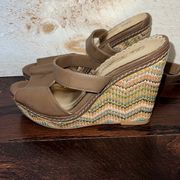 LULU TOWNSEND Women’s Brown Multicolor Espadrille Wedge Sandals Size 8.5
