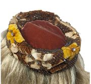 Vintage Marie Noel at Madison Beaded and Velvet Pillbox Hat Brown