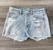 American Eagle  Jean Shorts Size 0 Cut Off Button Fly F6