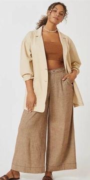 Pilcro Anthropologie Cotton Linen blend Relaxed Summer Blazer Jacket oversized L