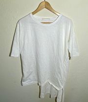 Like New  White Womens Short Sleeve Long Back Top ( M )