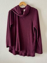 Anthropologie Maeve Ribbed Cowl Neck Burgundy Sweater