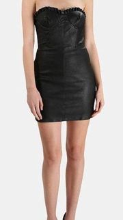 GRLFRND Julietta Black Leather Mini Dress Size: S