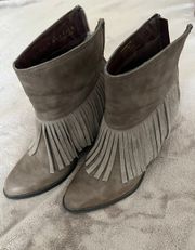 Taupe Fringe Booties