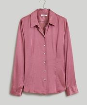 NWT! Madewell Button-up Satin Shirt Size 12 Mauve