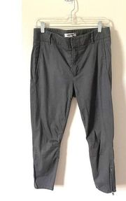 Helmut Lang Cotton Crop Flax Zipper Casual Pants Gray Size 6