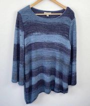 Dana Buchman Blue Striped Knit Pullover Sweater Women's Size Extra Large XL