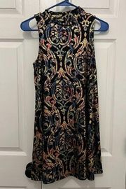 Ornate high neck shift dress