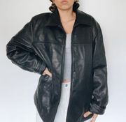 Genuine Leather Over Sized Zip Up