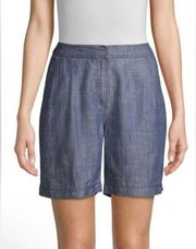 🆕 NWT Trina Turk Chambray Linen Blend High Waisted Shorts Tourist Collection 2