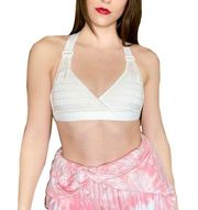 Becca Swimwear White Lacey Razor Back Triangle Bikini Top XS