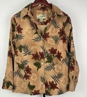 Havana ’s Tan Neutral Tropical Floral Button Up Long Sleeve Shacket Top