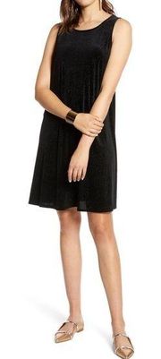 Halogen Sleeveless Black Velvet A-line Dress