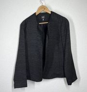 Eileen Fisher Black Tweed Blazer Jacket Small S Metallic Fringe Knit Open