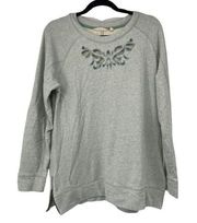 Soft Surroundings Heather Green Neck Cut Out Side Zipper Sweatshirt