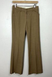 Theory Dress Pants Sz. 4 Light Brown Wide Leg Stretch Wool Blend Classic Trouser